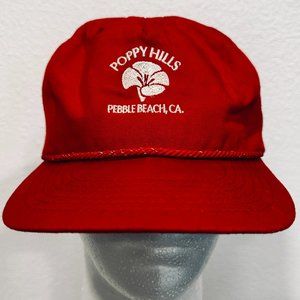 VTG 80s Texace Poppy Hills Pebble Beach Cap Golf Hat Red No Sweat Band Adjust OS